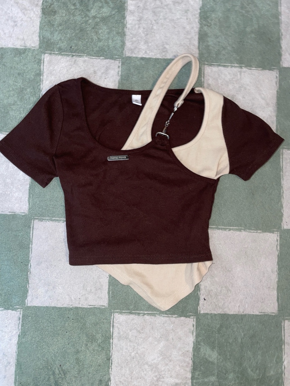 GAP Brown & Cream Two-Tone Ribbed Crop Top Set